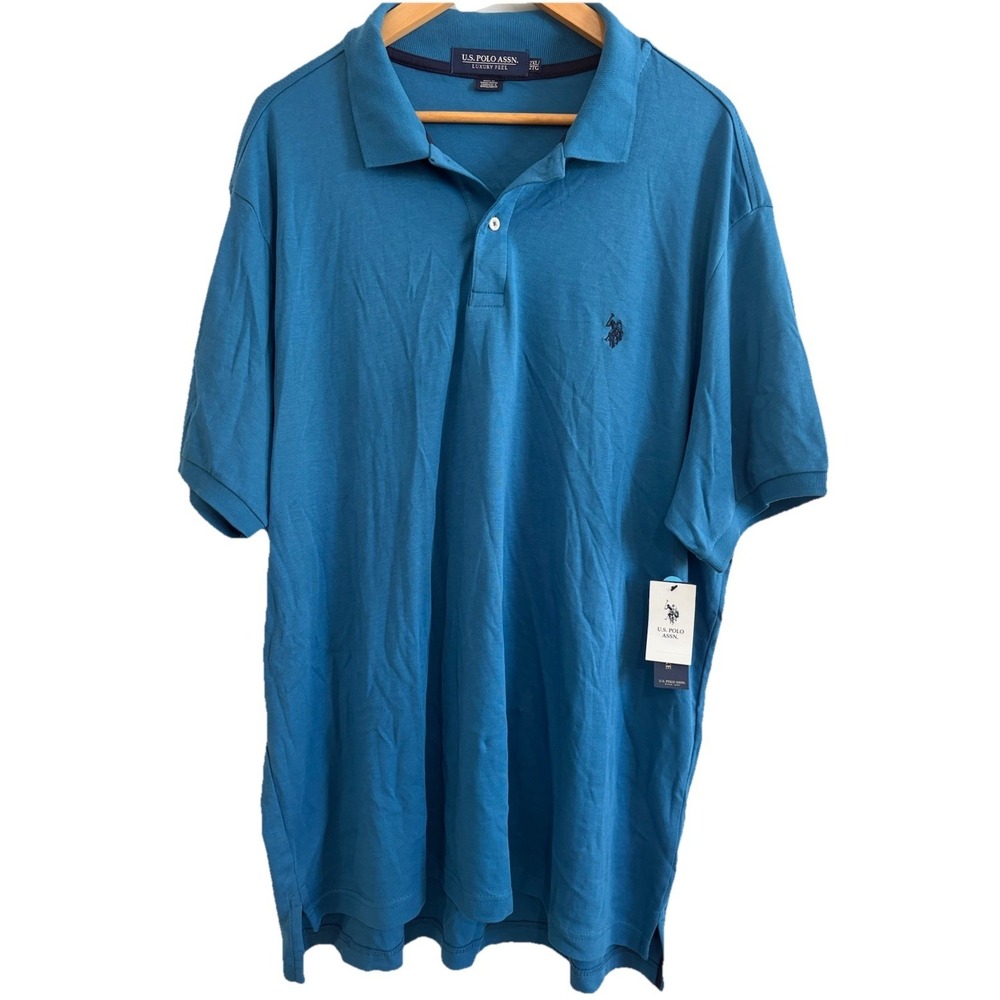NWT U.S. Polo Assn Men's XXL Polo Shirt Luxury Feel Big & Tall Teal Blue Cotton